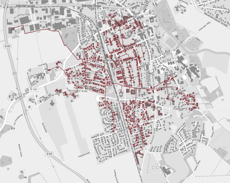 Karte des Wärmenetzes