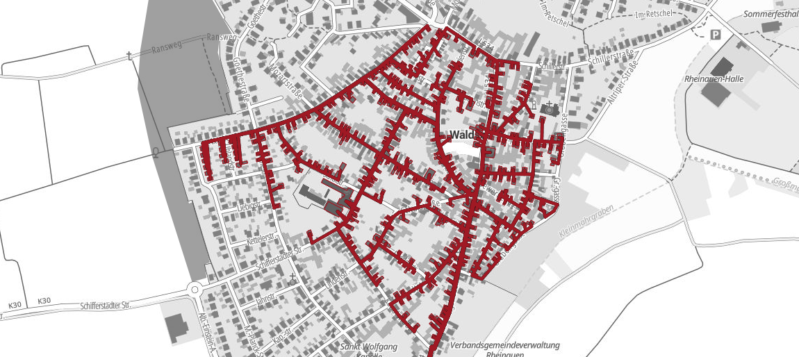 Karte des Wärmenetzes